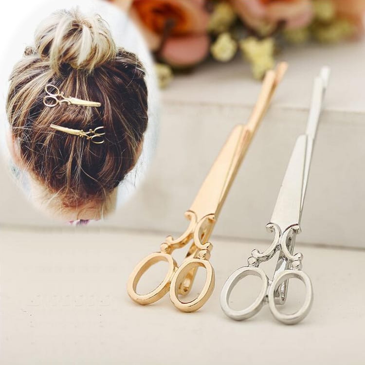 2021 Hot Sale 2pcs Hair Clip Girl Lady Hair Barrettes Apparel Accessories Headpiece Women Hairpin Scissors Pattern Gold Silver
