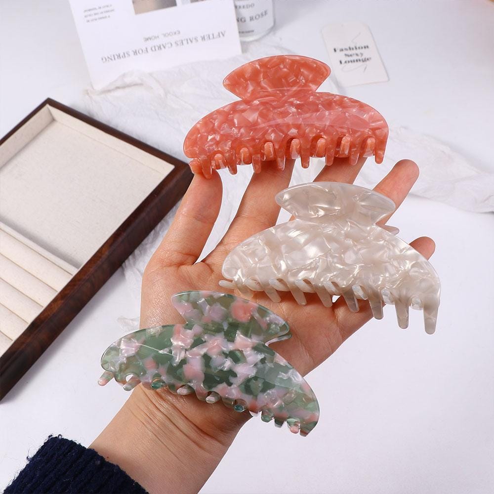 1 Pc Acetate Hair Clip Simple Shark Clip Creative Hair Curling Clip Korean Style Headwear Cute Apparel Accessories