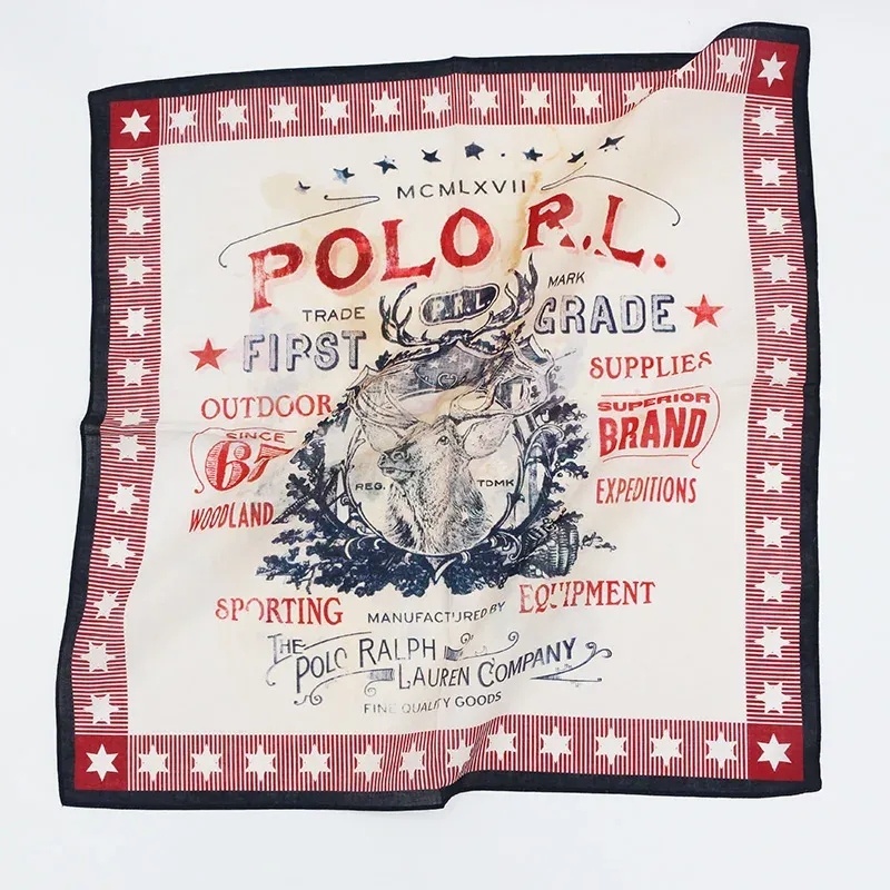 Retro Deer Print Bandanas Cotton Men Pocket Square Ladies Headband Head Scarf Neckerchief Headwear Headband Apparel Accessories