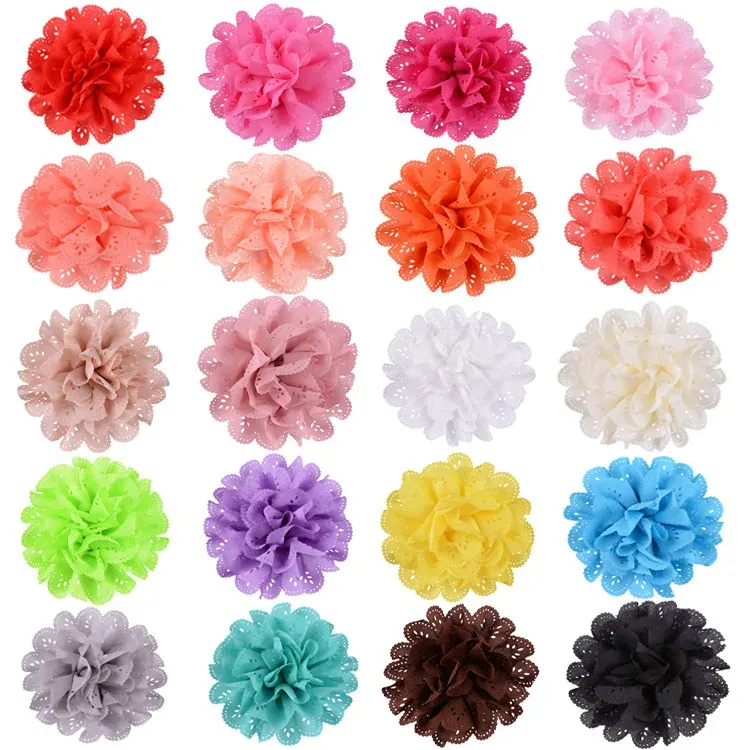 10pcs/lot 4" Big Eyelet Flowers for Kids Hair Clips Headband Diy Children Girls Apparel Hair Accessories Home Party Decor