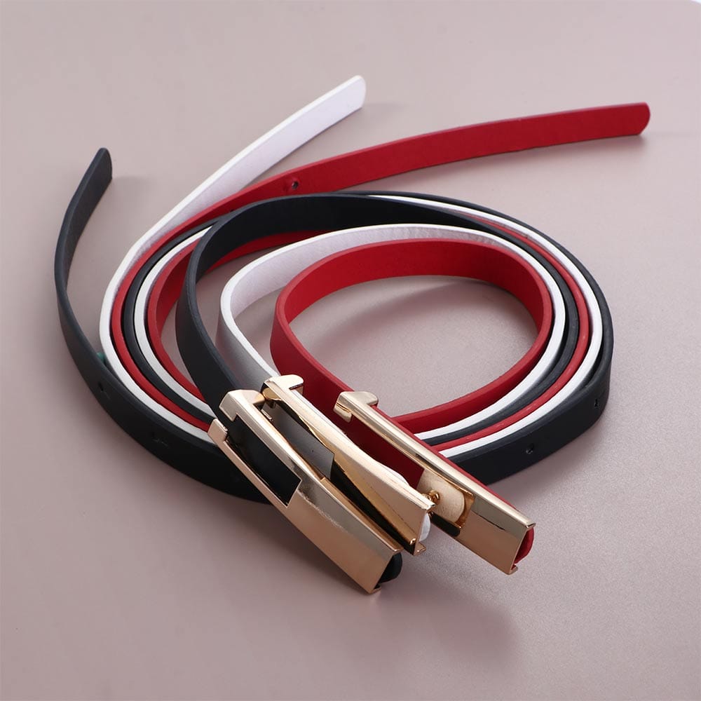 Luxury Metal Buckle Thin Belt Classic Fashion Female Minimalist Waistband Straps For Apparel Dress Accessories