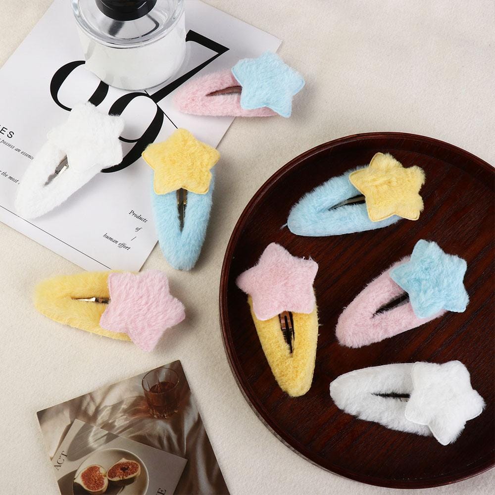 1 Pair Plush BB Hairpins Sweet Fluffy Barrettes Minimalist Style Headdress Lovely Hair Ornament Girls Gift Apparel Accessories