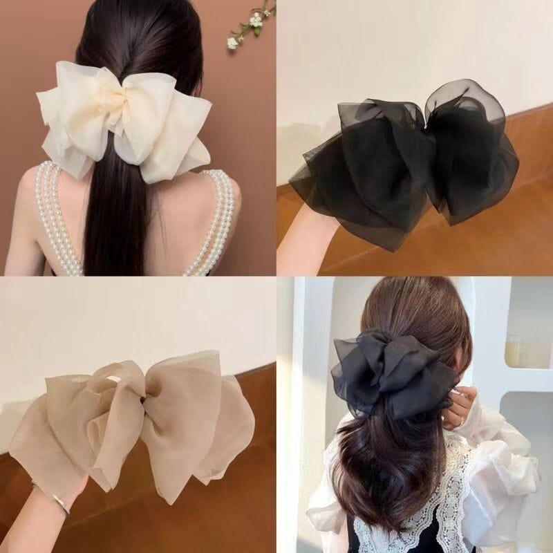 Chiffon Bowknot Hair Clip Super Large Bowknot Barrette for Woman Comfortable Headwear Woman Hair Accessories Apparel Accessories