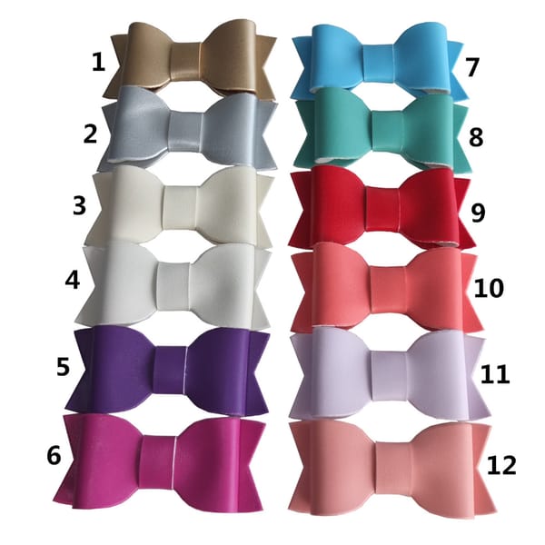 24 pcs Faux Leather Bows Without clip Artificial Leather Bow DIY Hair bow Hair clip Headwear Apparel Accessories You pick colors
