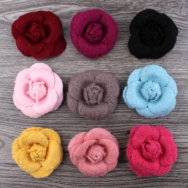 50pcs/lot 5.5cm 9colors Hair Clip Wool Felt Rose Flower For Girls Apparel/Hair Accessories Handmade Fabric Flowers For Headband