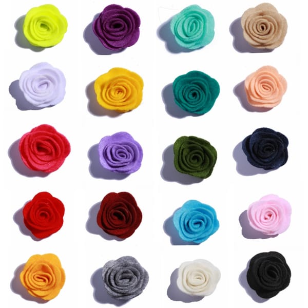 10PCS 4CM Mini Chic Felt Rose Flowers For Apparel Accessories Nonwovens Material Fabric Flower For Hair Headband Accessories
