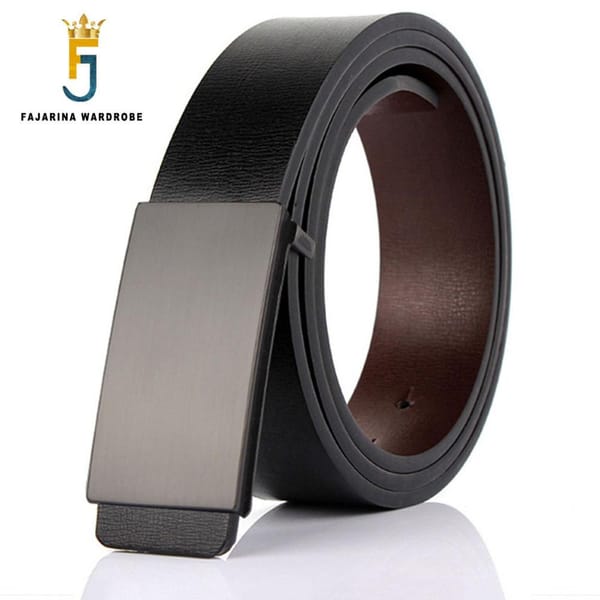 FAJARINA Brand Men's Quality Design 2nd Layer Genuine Leather Black Fashion Belts Male Jeans Belt Apparel Accessories for Men