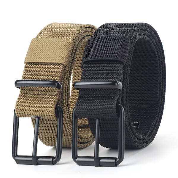 Men's Casual Belts Solid Color Belts Fashion Simple  Metal Belt Hole Black Metal Buckle Men's Apparel Accessories 120cm