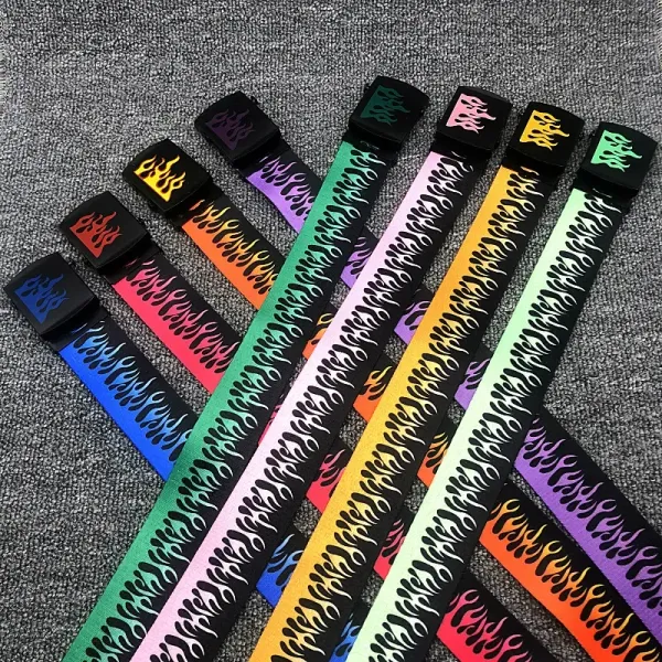 Fashion Flame Belts Unisex Hip-hop Style Belts 125cm Colorful Canvas Webbing Casual Belts Apparel Accessories