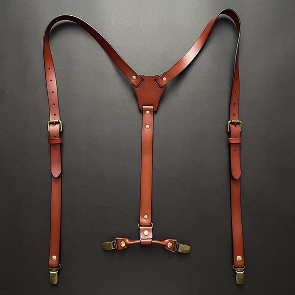 2*115Cm Leather Suspenders Men 4-Clip Y-Back Retro Suspenders Adjustable Suspenders Women's Pants Braces  Apparel Accessories