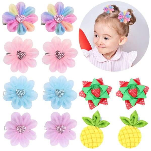 2PCS Sweet Pink Flower Hair Clips For Kids Boutique Mesh Hairpins Girls Apparel Headwear Baby Hair Clip Fashion Hair Accessories