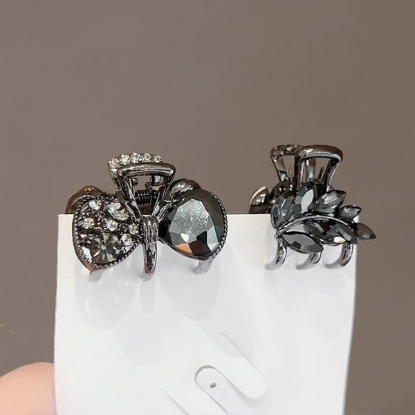 2024 Alloy Rhinestone Mini Hair Claw Clip Retro Shining Bangs Hair Clip Korean Crystal Bow Gripper Lady Apparel Accessory