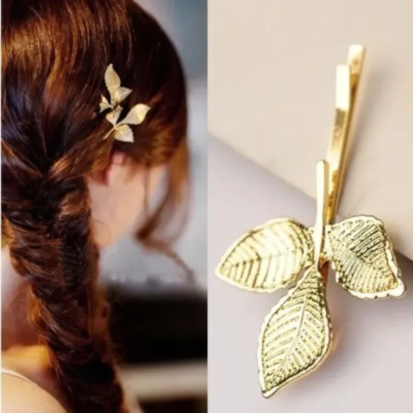 Goldenl Leaf Hair Clips for Women Girls Braiders Hairpin Elegant Barrettes Fashion Hair Accessories Headwear Apparel Accessories