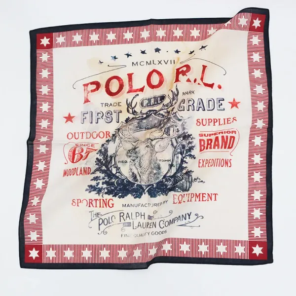 Retro Deer Print Bandanas Cotton Men Pocket Square Ladies Headband Head Scarf Neckerchief Headwear Headband Apparel Accessories