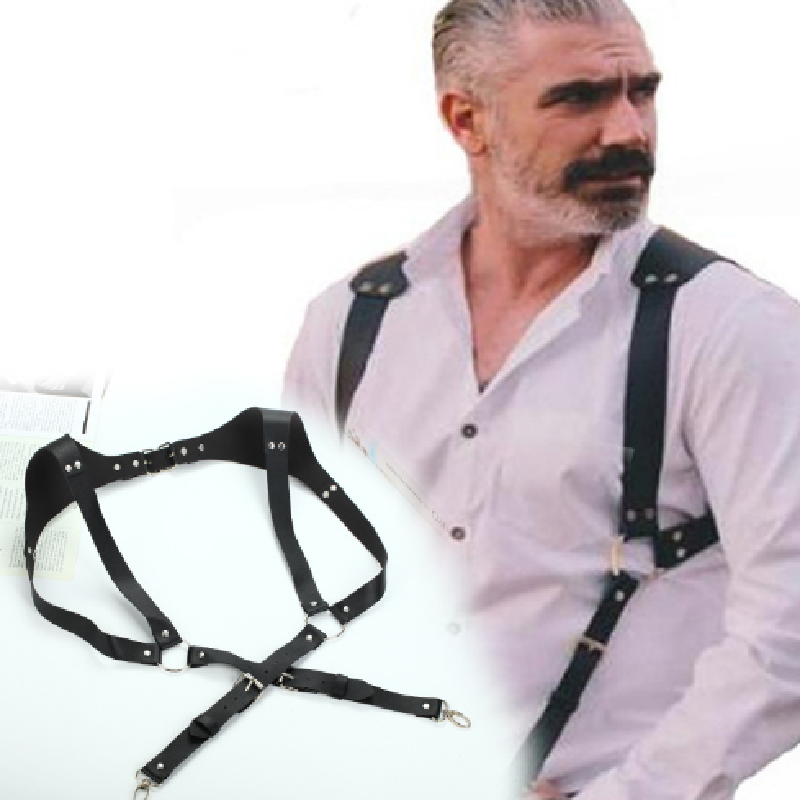 Men's Suspenders Vintage Leather Straps Braces Suspender Men Harness Punk Chest Shoulder Belt Strap Fashion Apparel Accessories