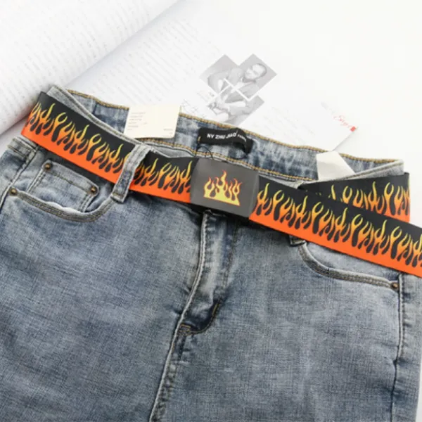 125cm Flame Belts for Man Hip-hop Style Fashion Waistbands Colorful Webbing Casual Belts Men's Apparel Accessories Wholesale 1pc