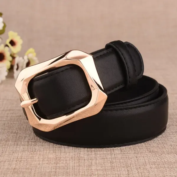 High Quality Belts for Woman 105cm Beautiful Gold Color Metal Buckle Thick PU Fashionable Belts Apparel Accessories