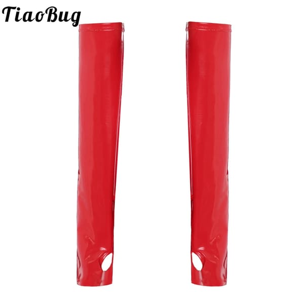 1 Pair Women Glossy Patent Leather Gloves Classic Fingerless Long Gloves Cosplay Party Clubwear Apparel Accessories Mittens