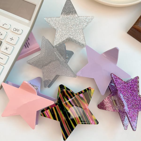 Sequin Glitter Star Hair Claw Clip Spicy Girl Pink Pentagonal Hair Clip Crystal Shiny Colorful Headdress Lady Apparel Accessory