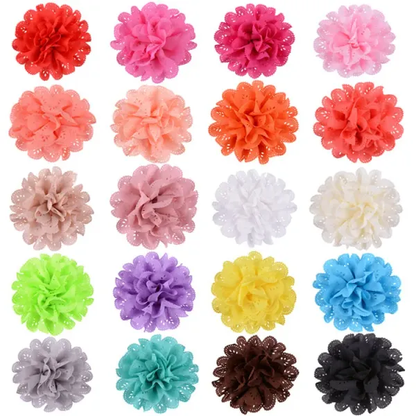 10pcs/lot 4" Big Eyelet Flowers for Kids Hair Clips Headband Diy Children Girls Apparel Hair Accessories Home Party Decor