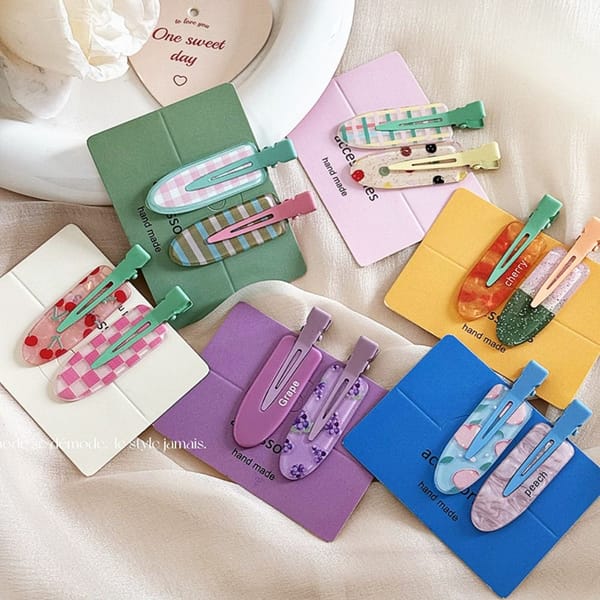 1 Pair Resin Fruit Hairpin Makeup Hair Clip Cherry Bangs Clip Korean Style Barrettes Sweet Kids Gift Apparel Accessories