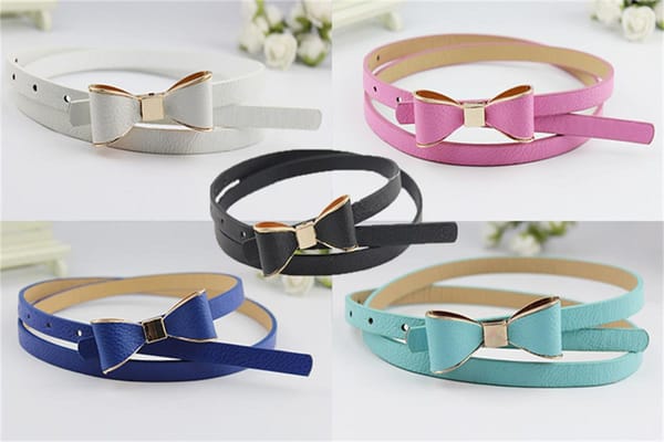 1psc Fashion Women belt Summer 12 Color Women belts Luxury Brand Colorful Bow Leather Belt Ladies Waistband Apparel Accessories
