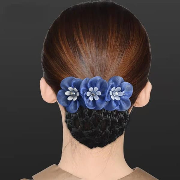 Korean Elegant Mesh Flower Spring Clips For Women Hotel Bun Snood Nurse Hair Clip Cover Net Hairpins Girls Ponytail Clip