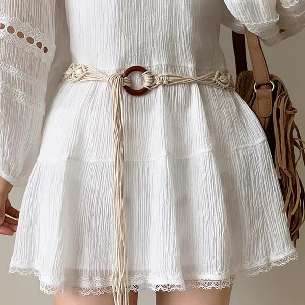 Fashion Women PP Straw Belt Bohemian Wax Beads Weaved Waist Belt Braided Waistbelt Summer Cloth Waistband Apparel Accessories