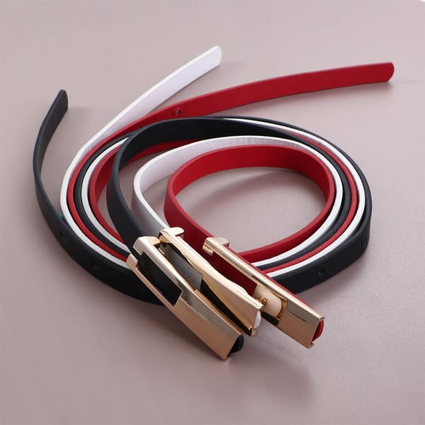 Luxury Metal Buckle Thin Belt Classic Fashion Female Minimalist Waistband Straps For Apparel Dress Accessories