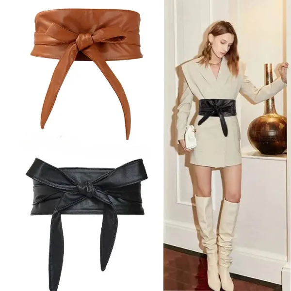 Women's Girdles Fashionable PU Wide Belts Solid Color Beautiful Belts Woman Tight Girdles Apparel Accessories