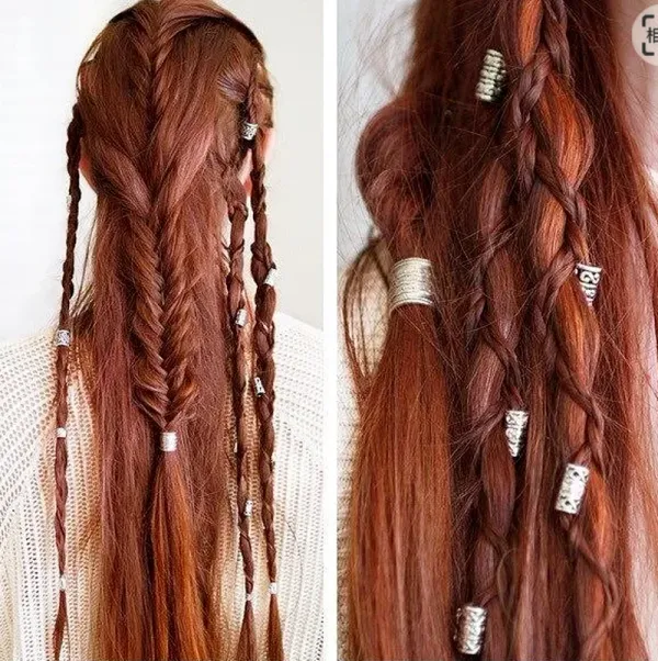 5Pcs/Set Metal Hair Rings Tubes Cuffs Hairdress Hairpins Clips Hair Braid Dread Dreadlocks Beard Beads Tools Apparel Accessories