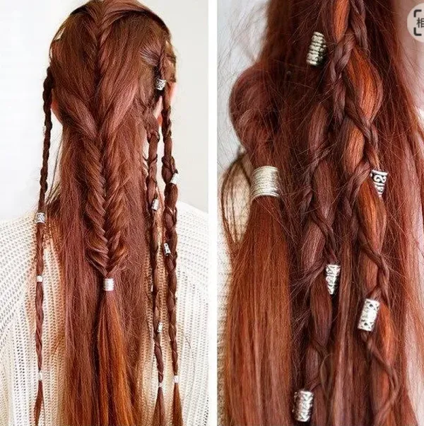 5Pcs/Set Metal Hair Rings Tubes Cuffs Hairdress Hairpins Clips Hair Braid Dread Dreadlocks Beard Beads Tools Apparel Accessories