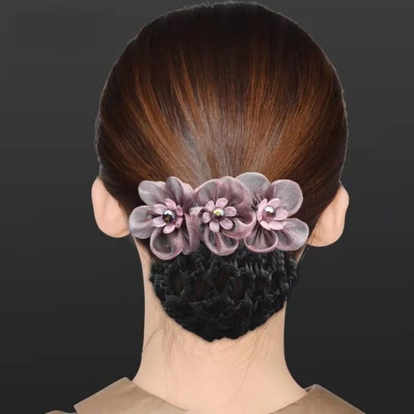 Korean Style Flower Spring Clip Vintage Hairpin Bead Nurse Hair Clip Headwear Ponytail Clip Hair Net Cover Girls