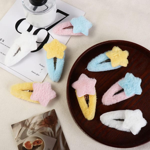 1 Pair Plush BB Hairpins Sweet Fluffy Barrettes Minimalist Style Headdress Lovely Hair Ornament Girls Gift Apparel Accessories