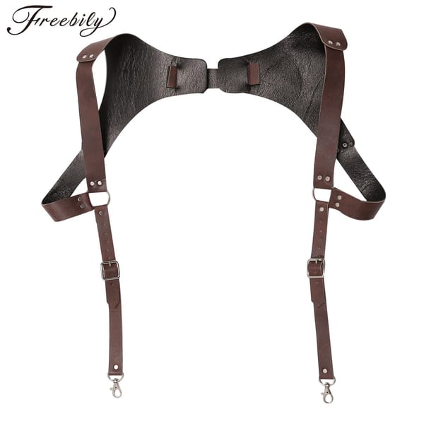 Men's Suspenders Vintage Leather Straps Braces Suspender Men Harness Punk Chest Shoulder Belt Strap Fashion Apparel Accessories