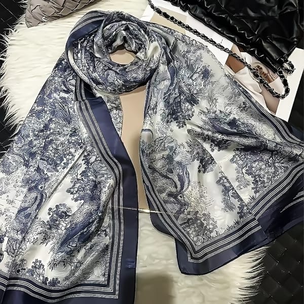 Mulberry Silk Silk Scarf,Satin Fashion Leopard Print Silk Scarf Shawl Large Facecloth Apparel Accessories Design Long Scarf Cape