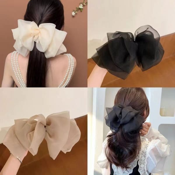 Chiffon Bowknot Hair Clip Super Large Bowknot Barrette for Woman Comfortable Headwear Woman Hair Accessories Apparel Accessories