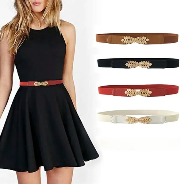 Fashion Women PU Black White Waist Band Thin Elastic Waist Belt Dress Apparel Accessories Cinturon Mujer Hot Sale