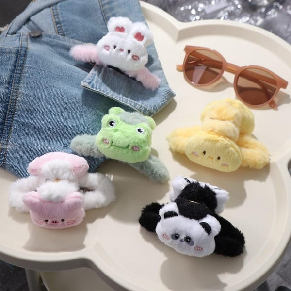 1 Pc Plush Acrylic Hair Clamp Korean Style Headwear Ponytail Holder Clip Fashion Apparel Accessories Cute Women Gift
