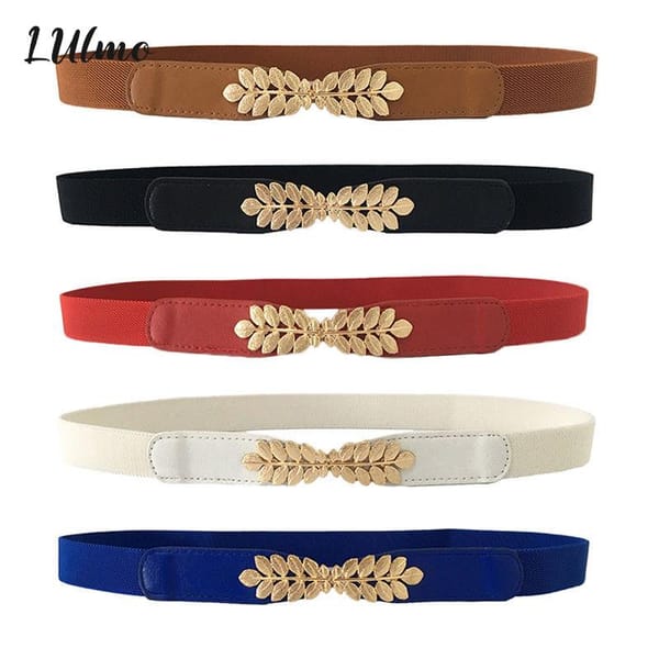 Fashion Women PU Black White Waist Band Thin Elastic Waist Belt Dress Apparel Accessories Cinturon Mujer Hot Sale