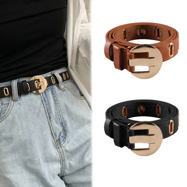 Woman's Fashionable Belts Gold Color Buckle Large Rivet Belt European Popular Belts Woman's Apparel Accessories